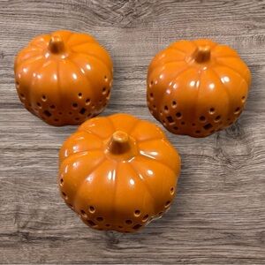 Martha Stewart Set 3 Lit Ceramic Pumpkins Batteries Included NWOT